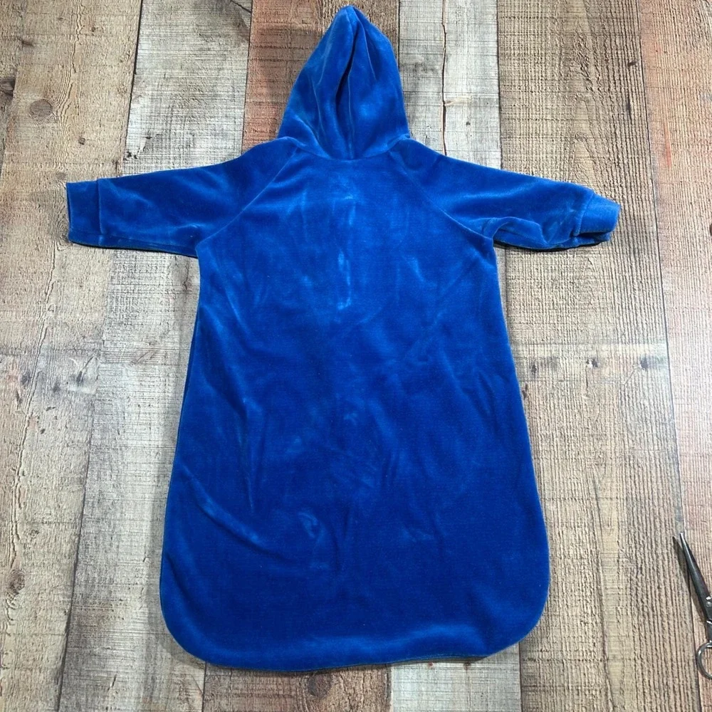 Vintage 70s Little Me by Lois Baby Bunting Sleep Sack Blue Velour Christmas USA